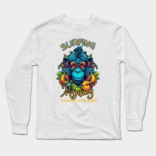 Surfing Monkey in The Jungle Long Sleeve T-Shirt